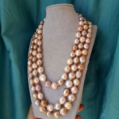 Collar Largo de Perlas Naturales Oversized - Diseño Lujo y Personalidad