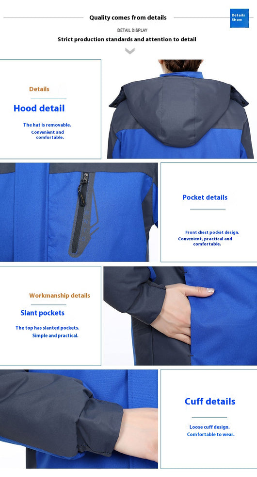 Chaqueta de Trabajo Acolchada Impermeable con Capucha para Invierno - Image 12