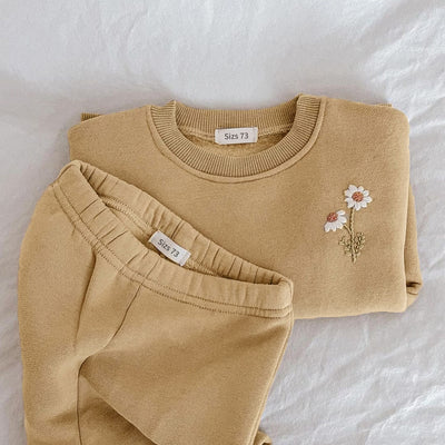 Conjunto de Sudadera Polar con Bordado de Crisantemo para Niños - Image 11