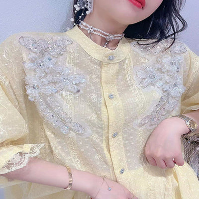Blusa de Encaje Francés Artesanal para Mujer - Image 9