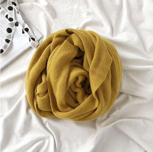 Bufanda de Lana Tejida Pura Color para Mujer - Otoño e Invierno - Image 12
