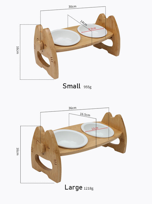 Comedero Doble de Cerámica con Soporte de Madera Ajustable para Perros y Gatos - Image 13