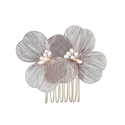 Peineta Nupcial de Flores Doradas - Accesorio de Ensueño para Novia - Image 5