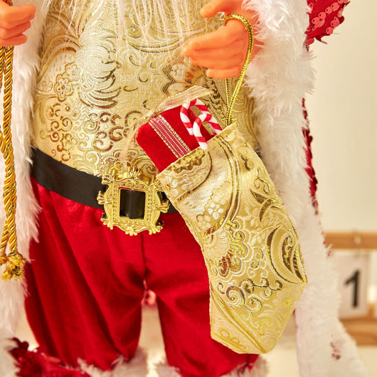 Muñeco Papá Noel con Lentes Lentejuelas Rojo Decorativo - Image 4