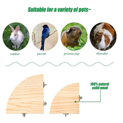 Semicircular solid wood bird cage platform with metal wingnut fasteners, designed for perching and playing. - Image 16