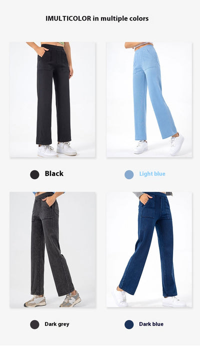 Pantalones Cargo Retro Cintura Alta Mujer Pierna Recta Ancha - Image 14