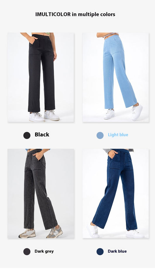 Pantalones Cargo Retro Cintura Alta Mujer Pierna Recta Ancha - Image 14