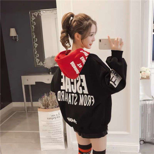 Chaqueta Hoodie Gruesa de Terciopelo para Mujer - Corte Holgado y Cómodo