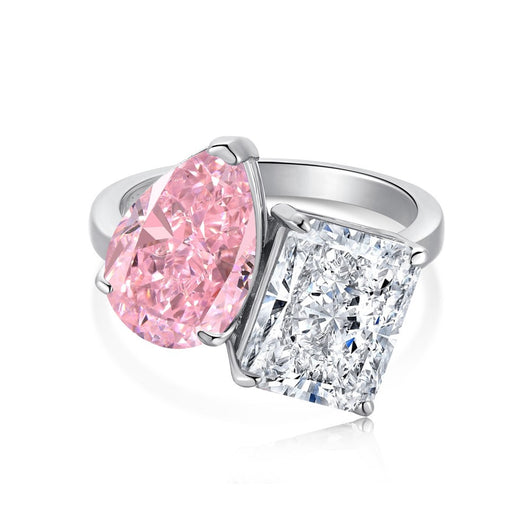 Anillo de Diamantes Bicolor con Diseño de Pera - Image 12