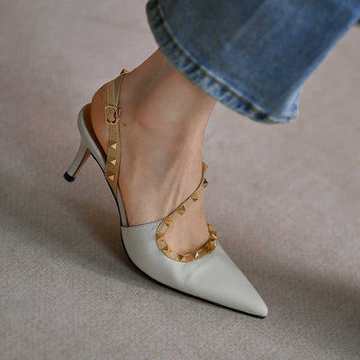 Sandalias Stiletto de Cuero de Oveja con Punta Afilada y Tacón Alto - Image 9