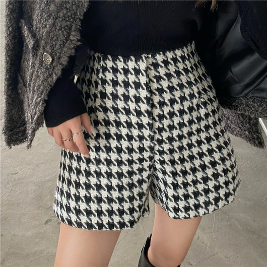 Shorts Cintura Alta Pata Ancha Cuadros Houndstooth - Image 9