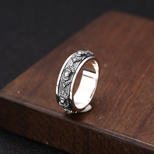 Anillo Giratorio de Plata 925 Estilo Retro Personalidad - Image 2
