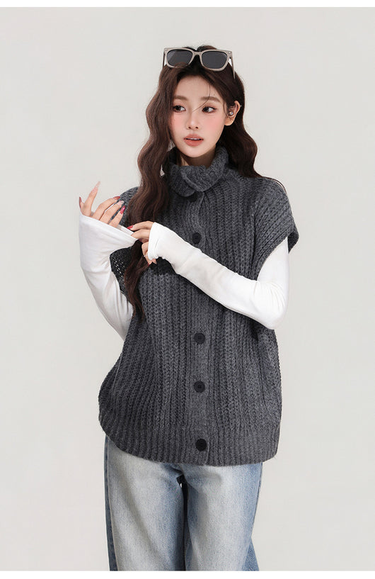 Chaleco Tejido Gris con Solapa - Abrigo Cálido para Mujer Otoño e Invierno - Image 13