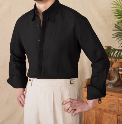 Camisa de Lino Lyocell Drapeado con Mangas Largas Suave al Tacto - Image 7