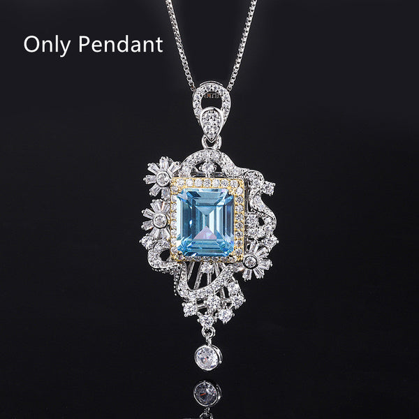 Conjunto de Anillo y Pendiente de Aguamarina Simulada - Image 8