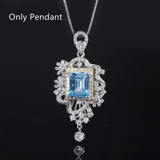 Conjunto de Anillo y Pendiente de Aguamarina Simulada - Image 8