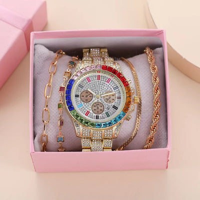 Reloj de Pulsera para Mujer con Calendario y Diamantes en Acero Inoxidable - Image 3