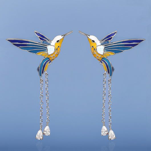 Aretes Colibrí Resina Epoxi Estilo Country - Diseño Animal para Mujer - Image 3