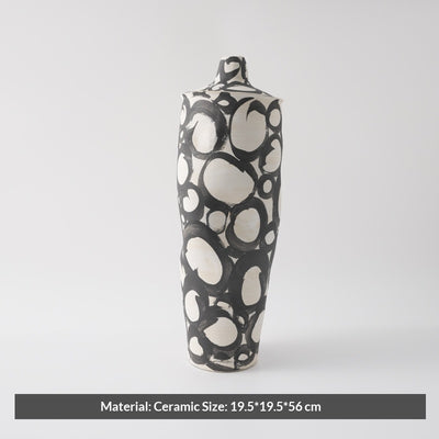 Florero de Cerámica Pintado a Mano Estilo Wabi-sabi Negro - Image 12
