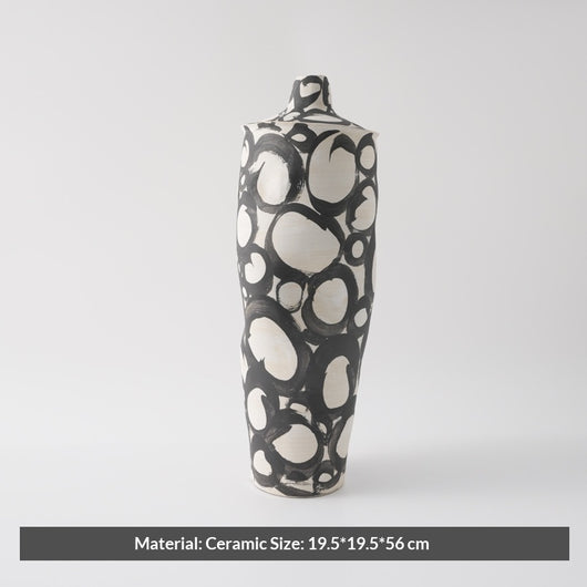 Florero de Cerámica Pintado a Mano Estilo Wabi-sabi Negro - Image 12