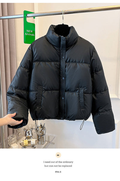Chaqueta Acolchada de Cuero PU con Cuello Alto para Mujer - Image 9