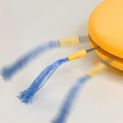 Light gray electric robot cat toy with two spring antennae, circular details, and a red indicator light. - Image 10