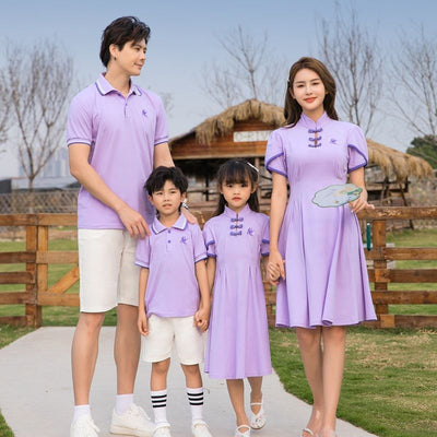 Conjunto Hanfu Familiar Tradicional Chino - Vestido Manga Corta Padre e Hijo - Image 2