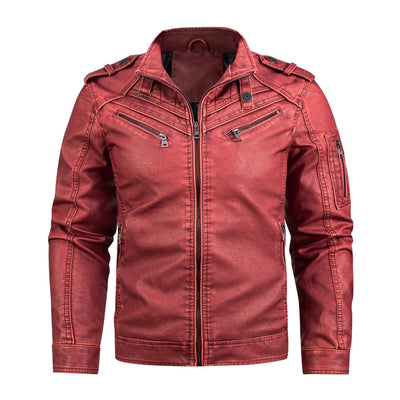 Chaqueta de Cuero Vintage para Hombre con Cuello Alzado y Desgaste Artesanal - Image 7