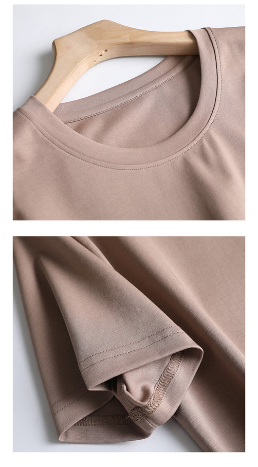 Blusa de Algodón Suelta Cuello Redondo Color Liso para Mujer - Image 14