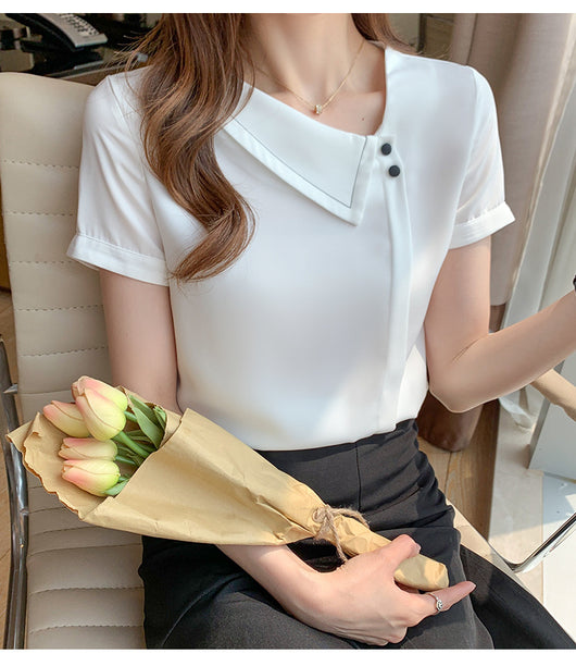 Blusa Chiffon Escote V Efecto Reductor Estilo Occidental - Image 13