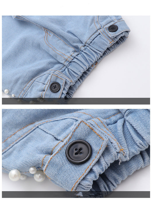 Pantalones Vaqueros Holgados Estilo Coreano con Detalles de Perlas para Niños y Adolescentes - Image 6