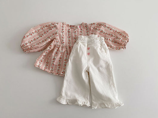 Pantalones Anchos de Niña con Detalle de Encaje y Oreja Retro - Moda Casual Primavera - Image 11