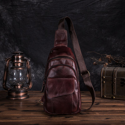 Bolsa Cruzada para Pecho de Cuero Crazy Horse Vintage - Estilo Retro para Hombre - Image 10