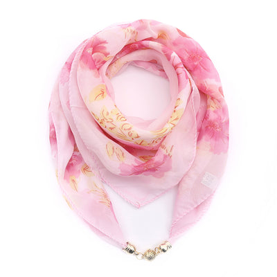 Pañuelo Floral Dorado de Gasa Ligera para Mujer - Image 20
