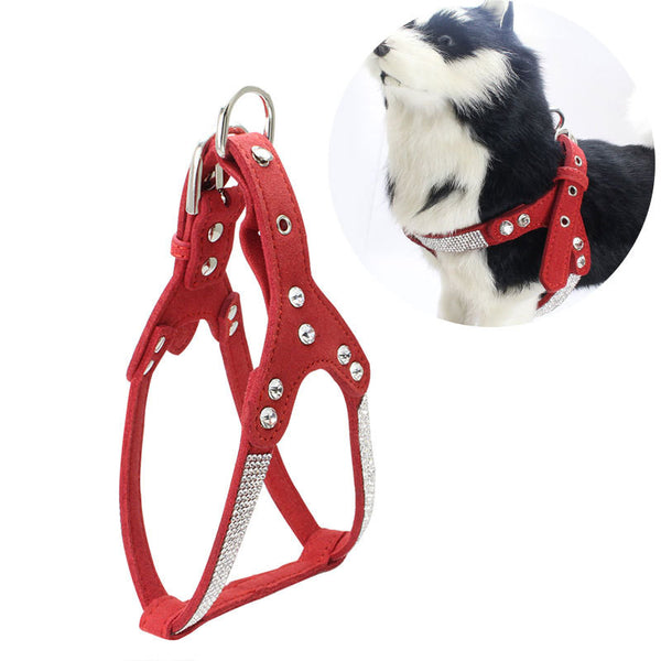 Arnés de Pecho para Mascotas con Cuero Ante Microfibra Doble Capa