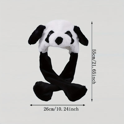 Gorro Peluche con Orejas Móviles - Panda, Perro, Rana y Cachorro para Disfraz y Fiesta - Image 13