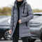 Abrigo Largo con Capucha para Hombre - Chaqueta Impermeable Invierno