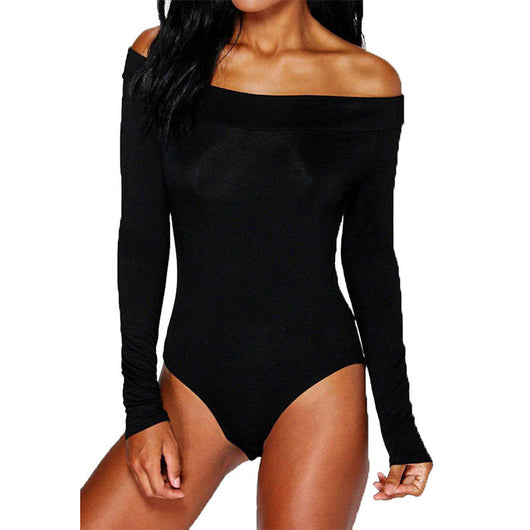 Blusa Bodysuit Hombros Descubiertos Stretch Suelta para Mujer Otoño - Image 8