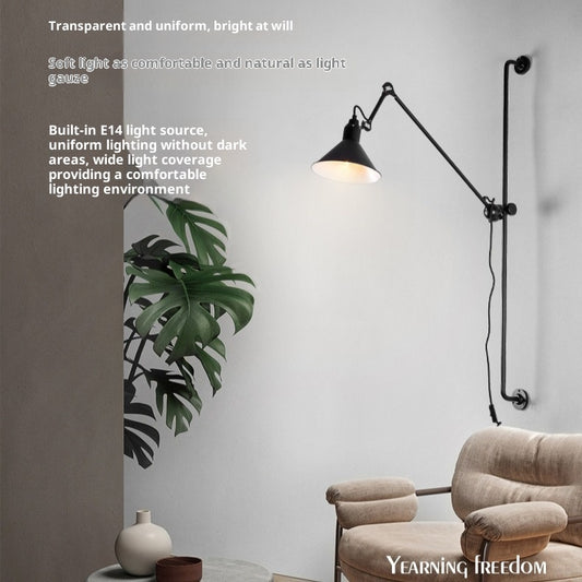Lámpara de Pared Articulada con Protección Ocular y Enchufe