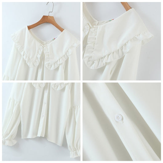 Camisa Talla Grande para Mujer con Encaje y Solapa Amplia - Image 13