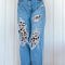 Jeans Ajustados con Estampado de Leopardo y Rotos Modernos