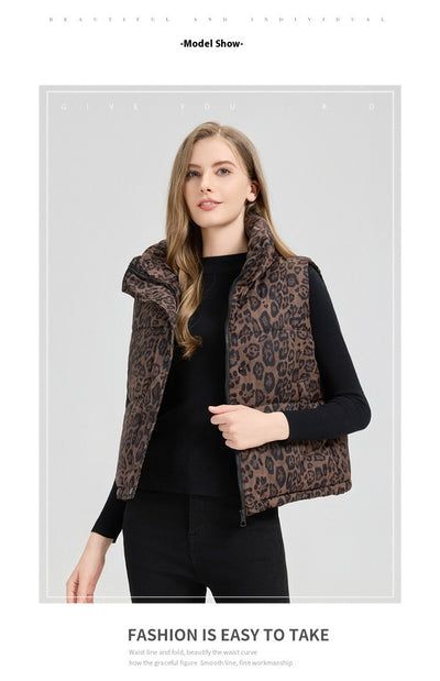 Chaleco de Algodón Estampado Leopardo con Cuello Mao - Image 19
