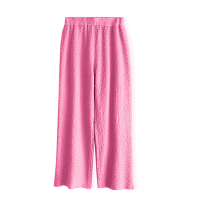 Pantalón Ancho de Lana Tejida con Caída Elegante para Mujer - Image 3
