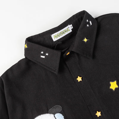 Camiseta Manga Larga Holgada con Bordado Cartoon Americano - Image 14