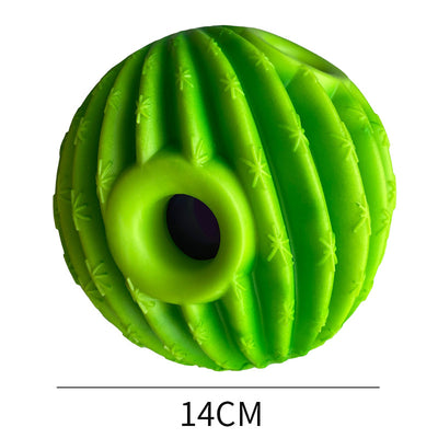 Yellow and green textured dog toy ball with food leakage holes, measuring 10cm in diameter. - Image 25