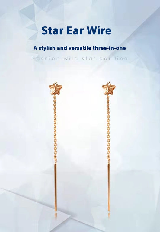 Aretes Línea Estrella en Oro 18K Au750 Chapados - Image 15