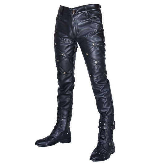 Pantalones de Cuero Ajustados con Cierre para Hombre - Otoño e Invierno - Image 18