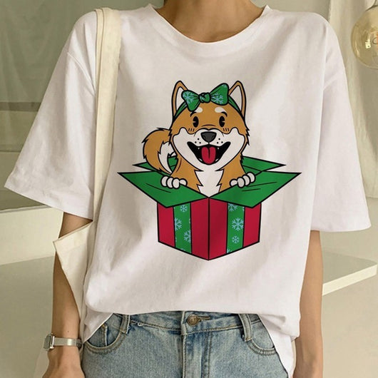 Camiseta Cuello Redondo Estampado Shiba Inu para Mujer - Image 23