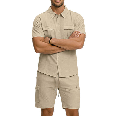 Conjunto Camisa Tipo Polo con Solapa y Shorts Multibolsillos - Image 27