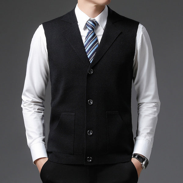 Chaleco de Lana Tejida para Hombre - Cuello Solapa Clásico